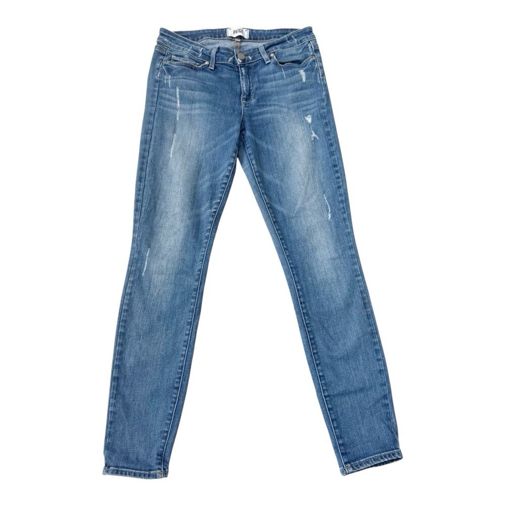 Paige Jeans Verdugo Ultra Skinny Blue Stretch Denim Distressed Size 28